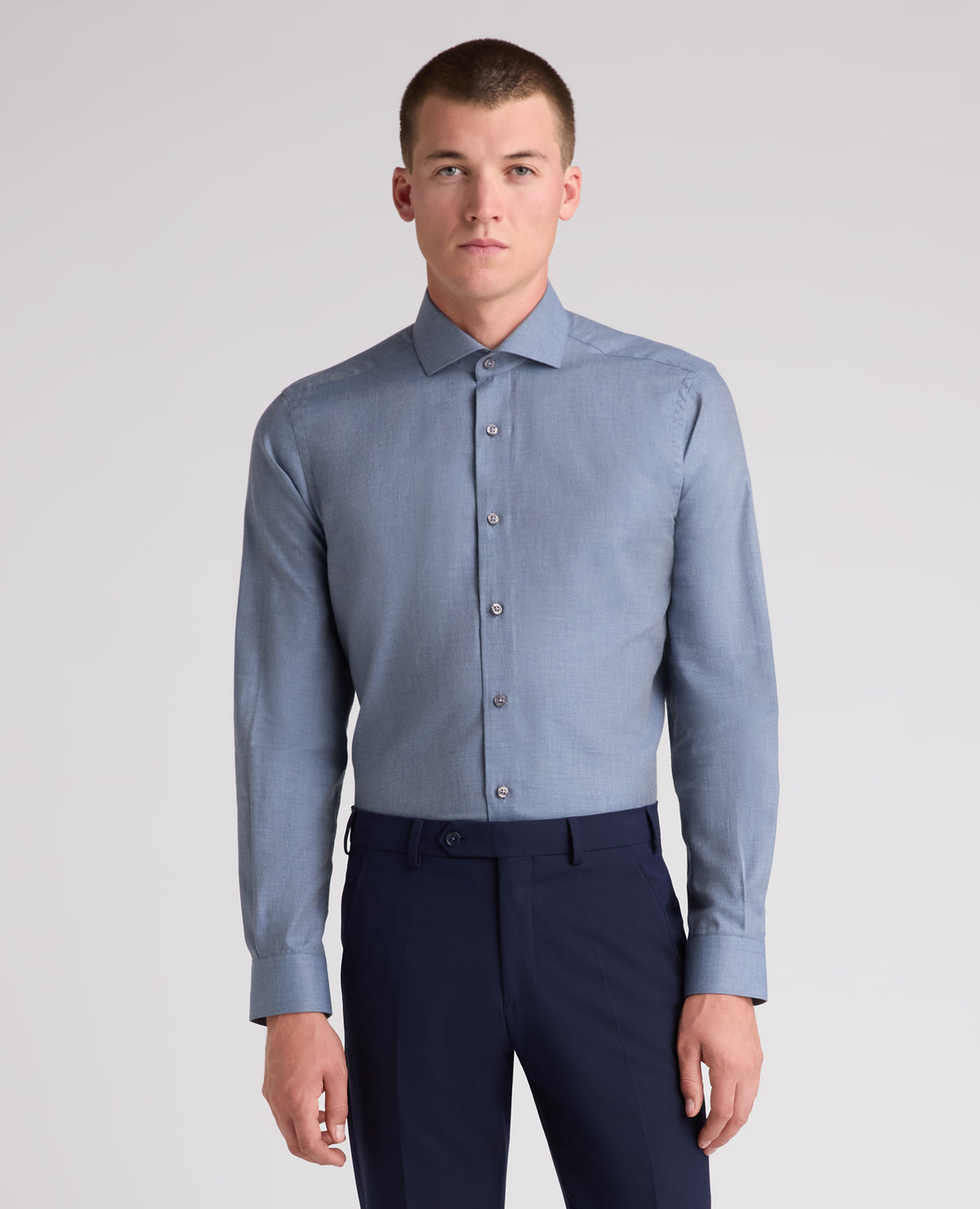 Blue Tapered Fit Cotton Shirt