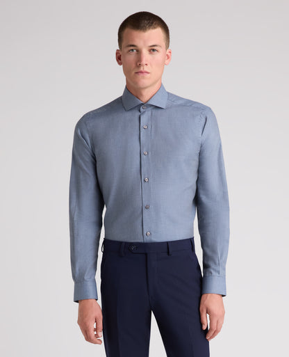 Blue Tapered Fit Cotton Shirt