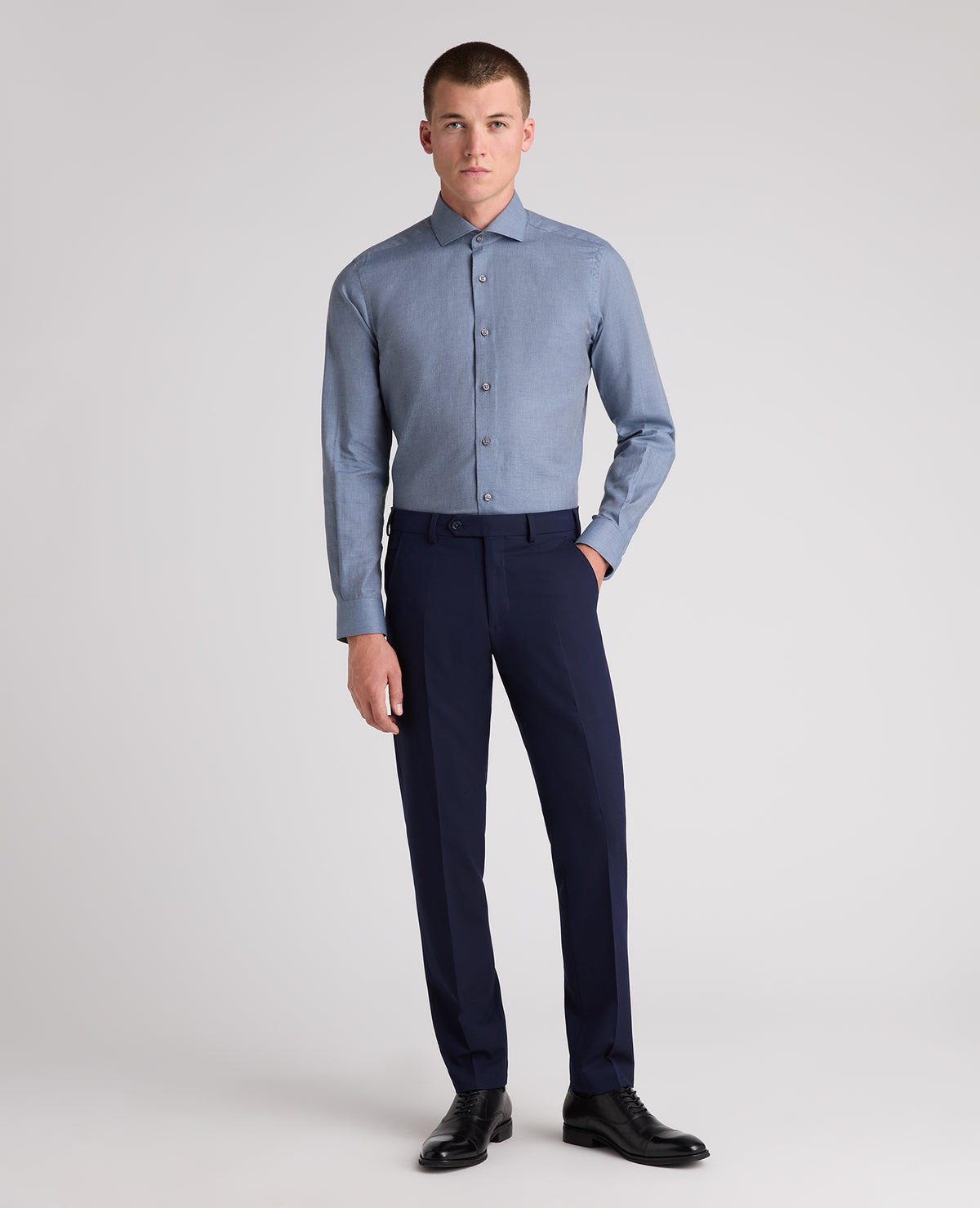 Blue Tapered Fit Cotton Shirt