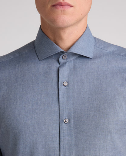 Blue Tapered Fit Cotton Shirt