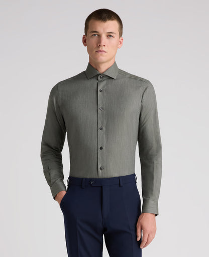 Green Tapered Fit Cotton Shirt