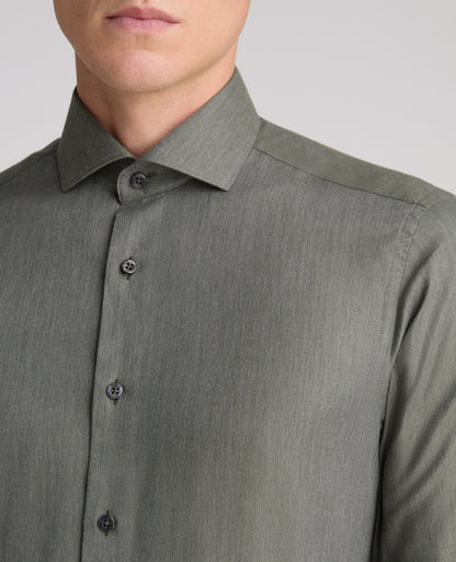 Green Tapered Fit Cotton Shirt
