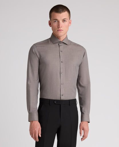 Light Brown Tapered Fit Cotton Shirt