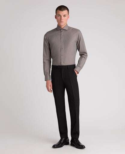 Light Brown Tapered Fit Cotton Shirt