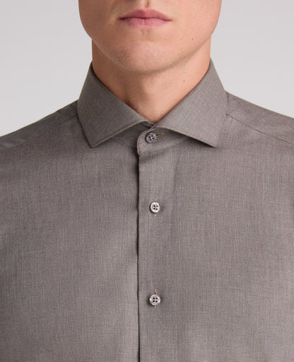 Light Brown Tapered Fit Cotton Shirt
