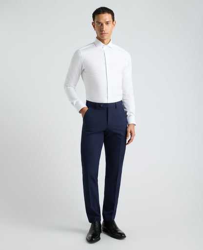 White Slim Fit Patterned Cotton Shirt