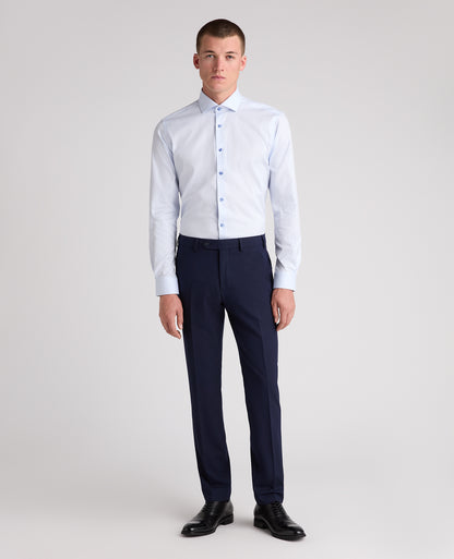 Light Blue Slim Fit Patterned Cotton Shirt
