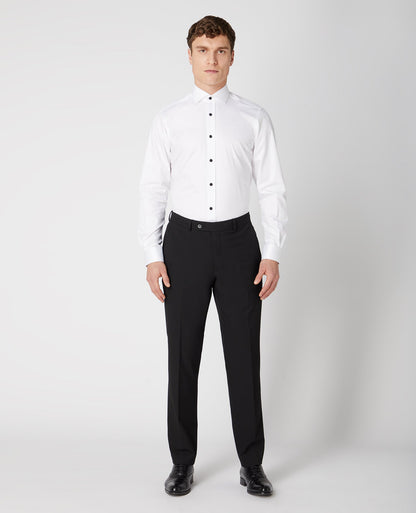 Man wearing a white Tapered Fit Cotton Shirt