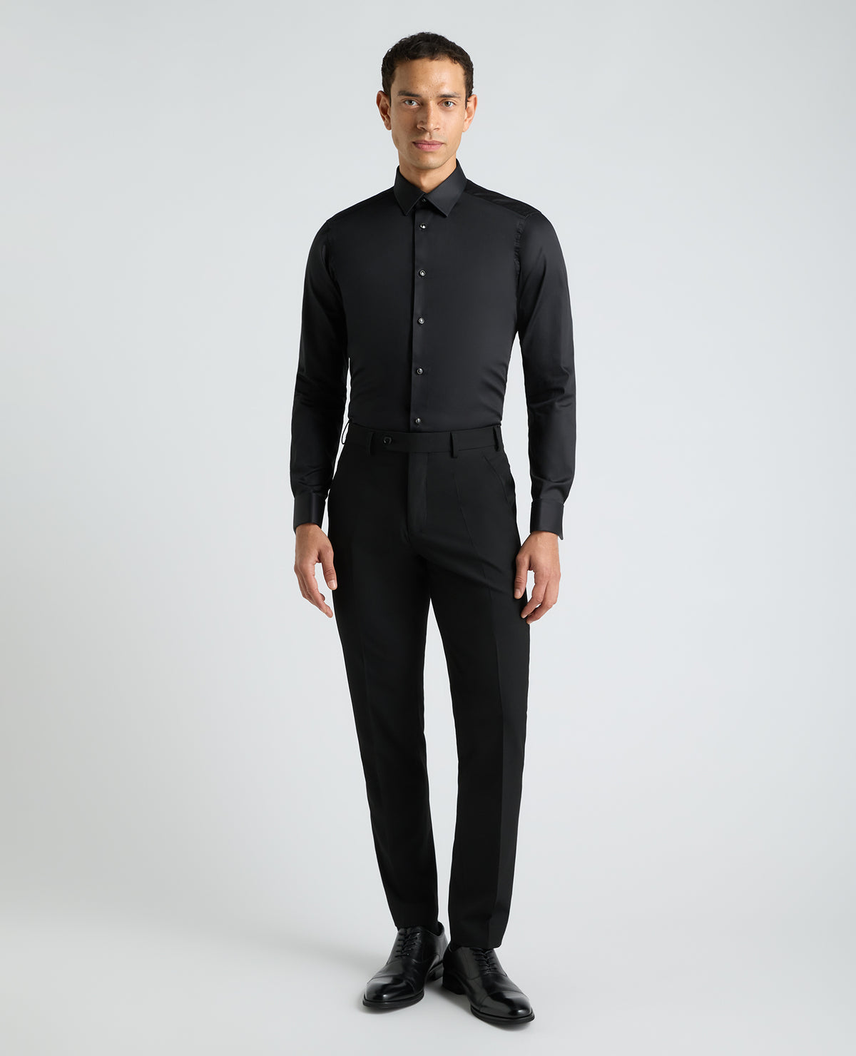 Black Slim Fit Cotton Evening Shirt