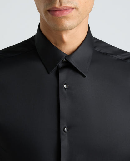 Black Slim Fit Cotton Evening Shirt