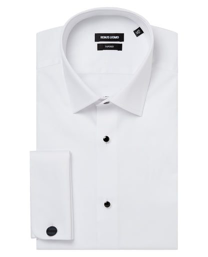 Man wearing a white Slim Fit Cotton Evening Shirt