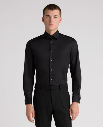 Black Tapered Fit Cotton Evening Shirt