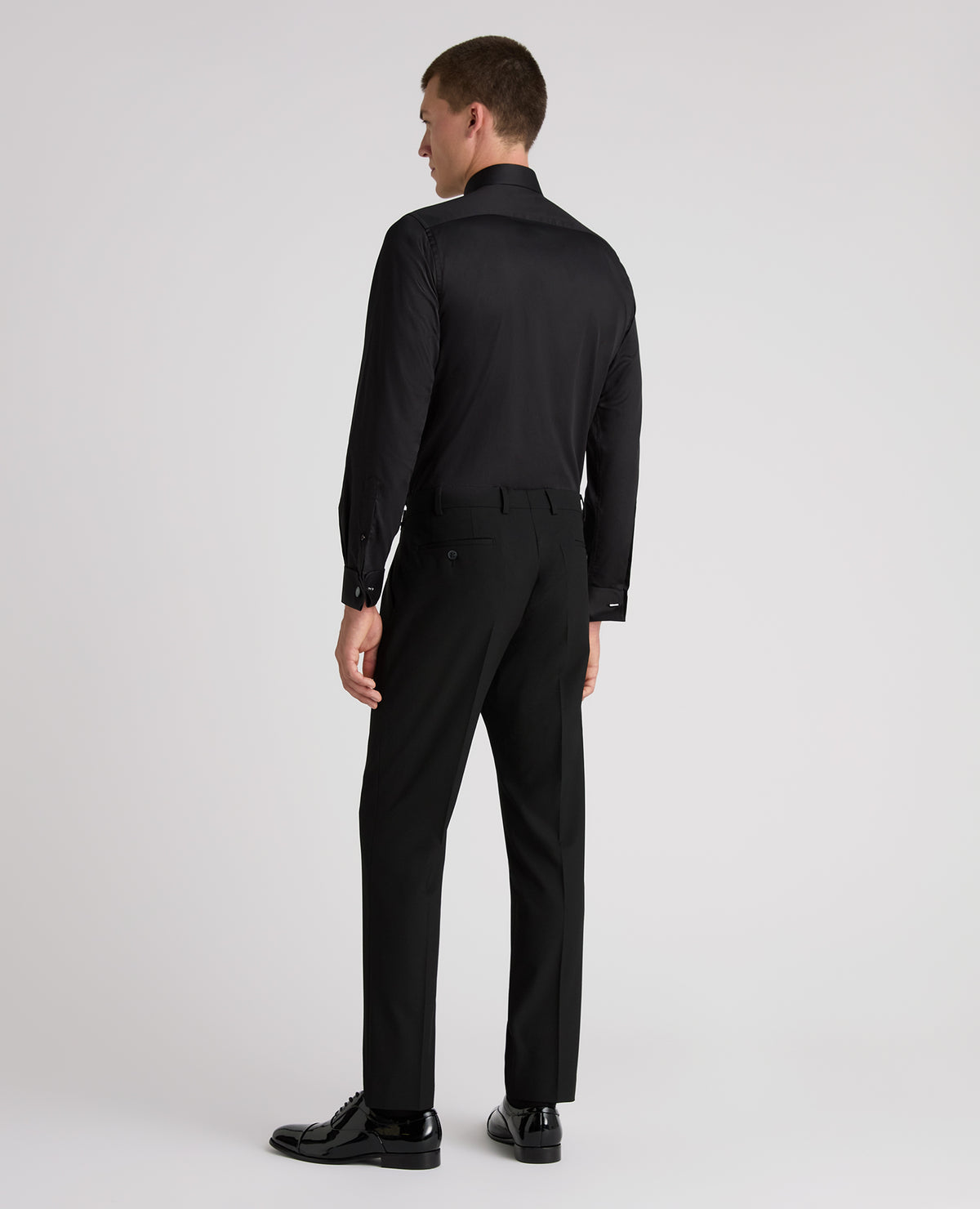 Black Tapered Fit Cotton Evening Shirt