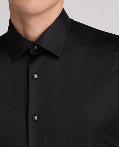 Black Tapered Fit Cotton Evening Shirt