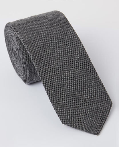 grey Wool-Silk Narrow Tie