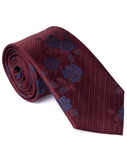 Dark Red Floral Tie