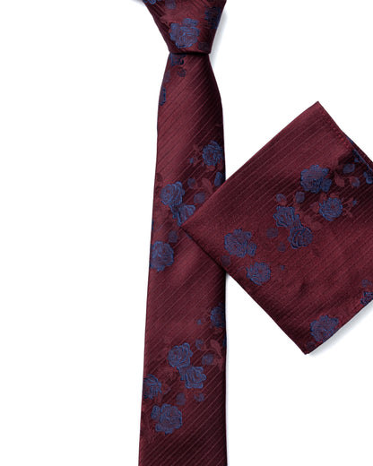 Dark Red Floral Tie
