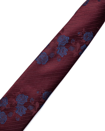 Dark Red Floral Tie