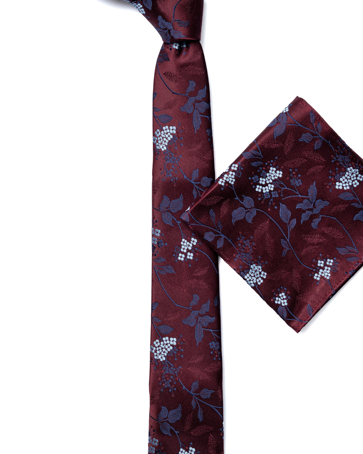 Dark Red Floral Print Tie