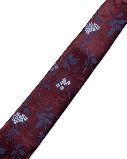 Dark Red Floral Print Tie