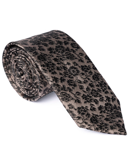 Beige Floral Print Tie