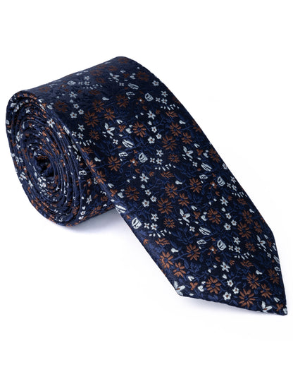 Dark Blue Micro Pattern Print Tie