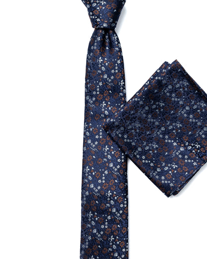 Dark Blue Micro Pattern Print Tie