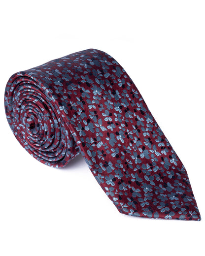 Dark Red Micro Pattern Print Tie