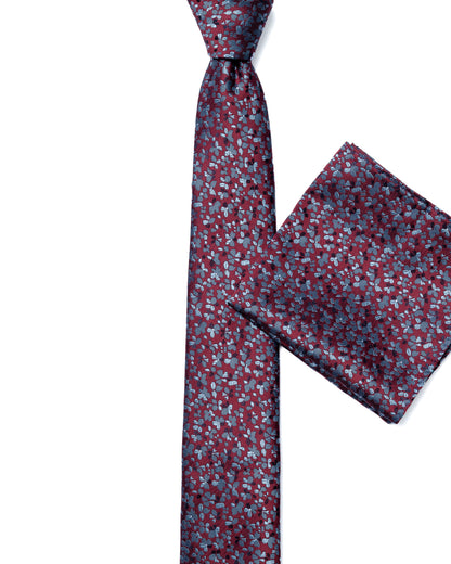 Dark Red Micro Pattern Print Tie