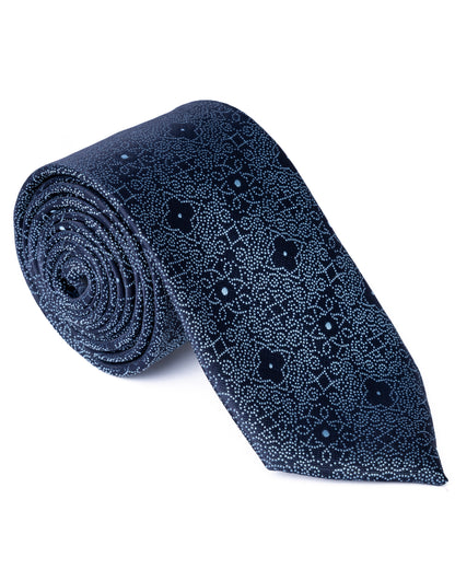 Black and Blue Geometric Print Tie