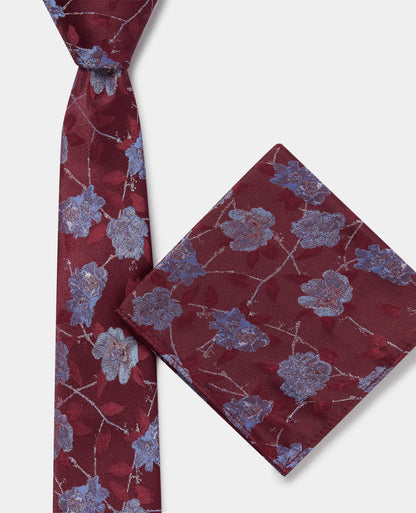 Man wearing a red Floral Foliage Print Tie