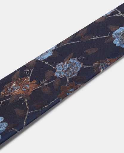 Man wearing a navy Floral Foliage Print Tie