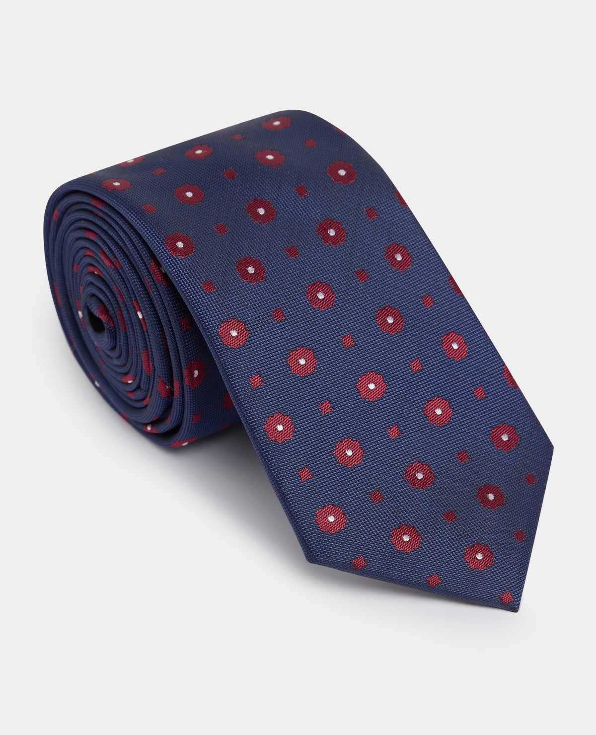 Man wearing a navy Micro-Pattern Print Tie