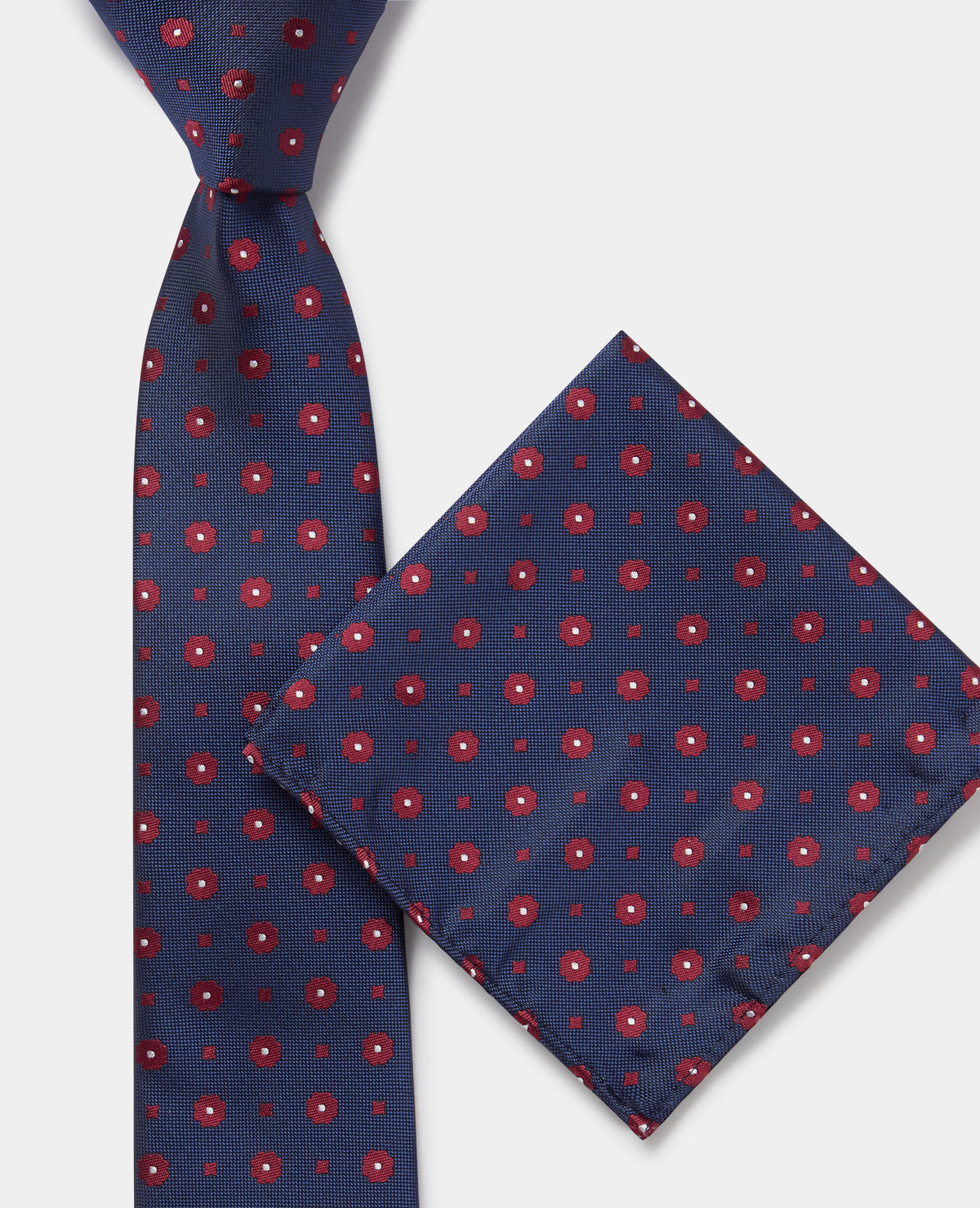 Man wearing a navy Micro-Pattern Print Tie