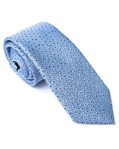 Blue Leaf Print Floral Tie