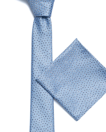 Blue Leaf Print Floral Tie