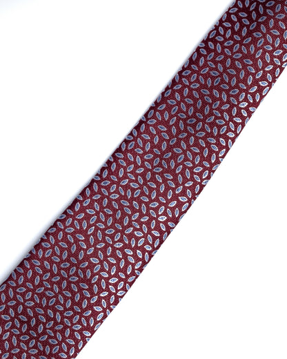 Dark Red Leaf Print Floral Tie