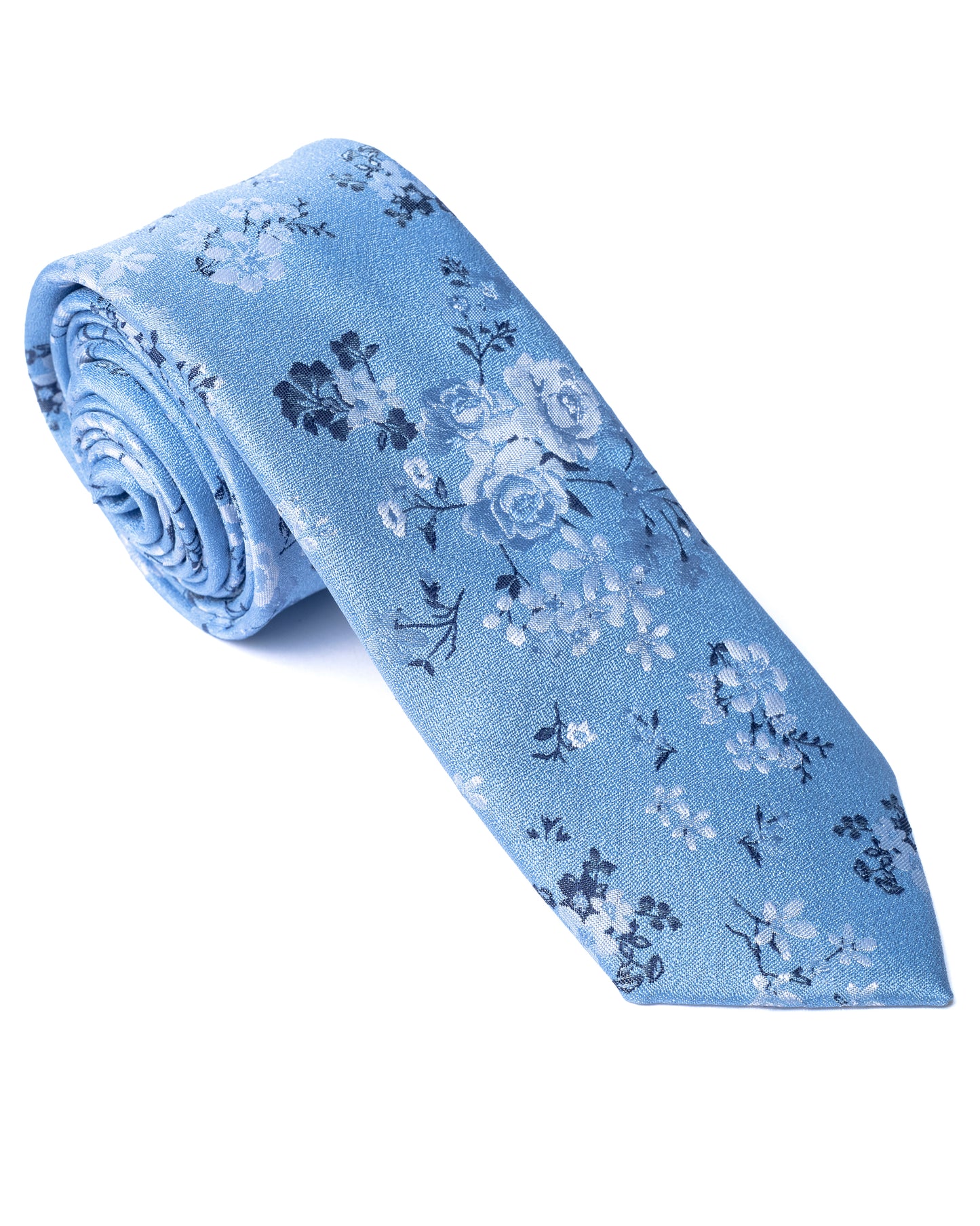 Blue Floral Foliage Print Tie