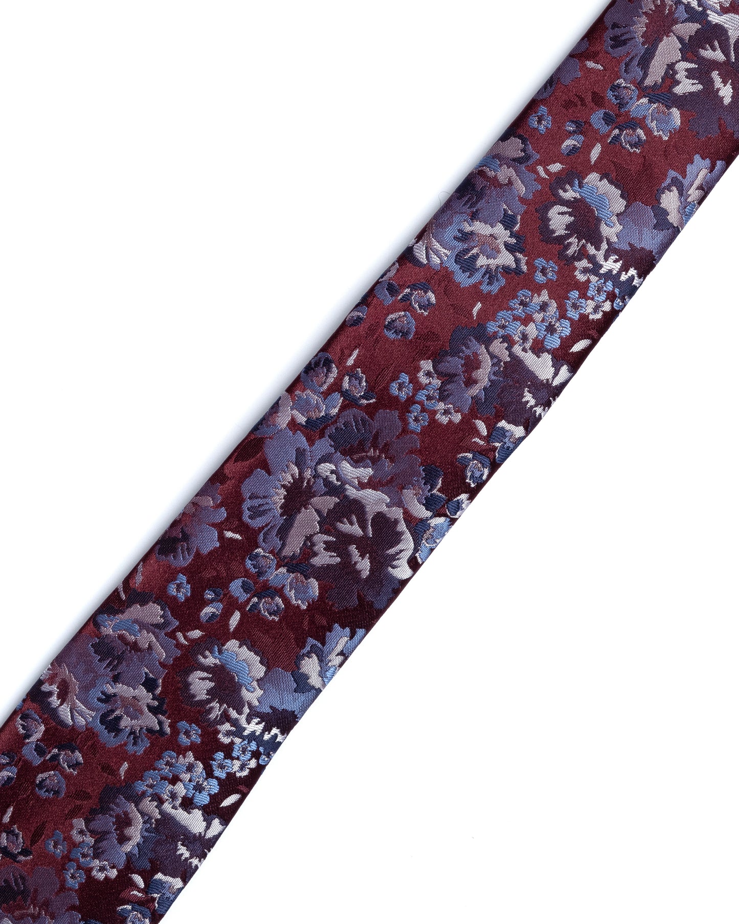 Dark Red Floral Foliage Print Tie