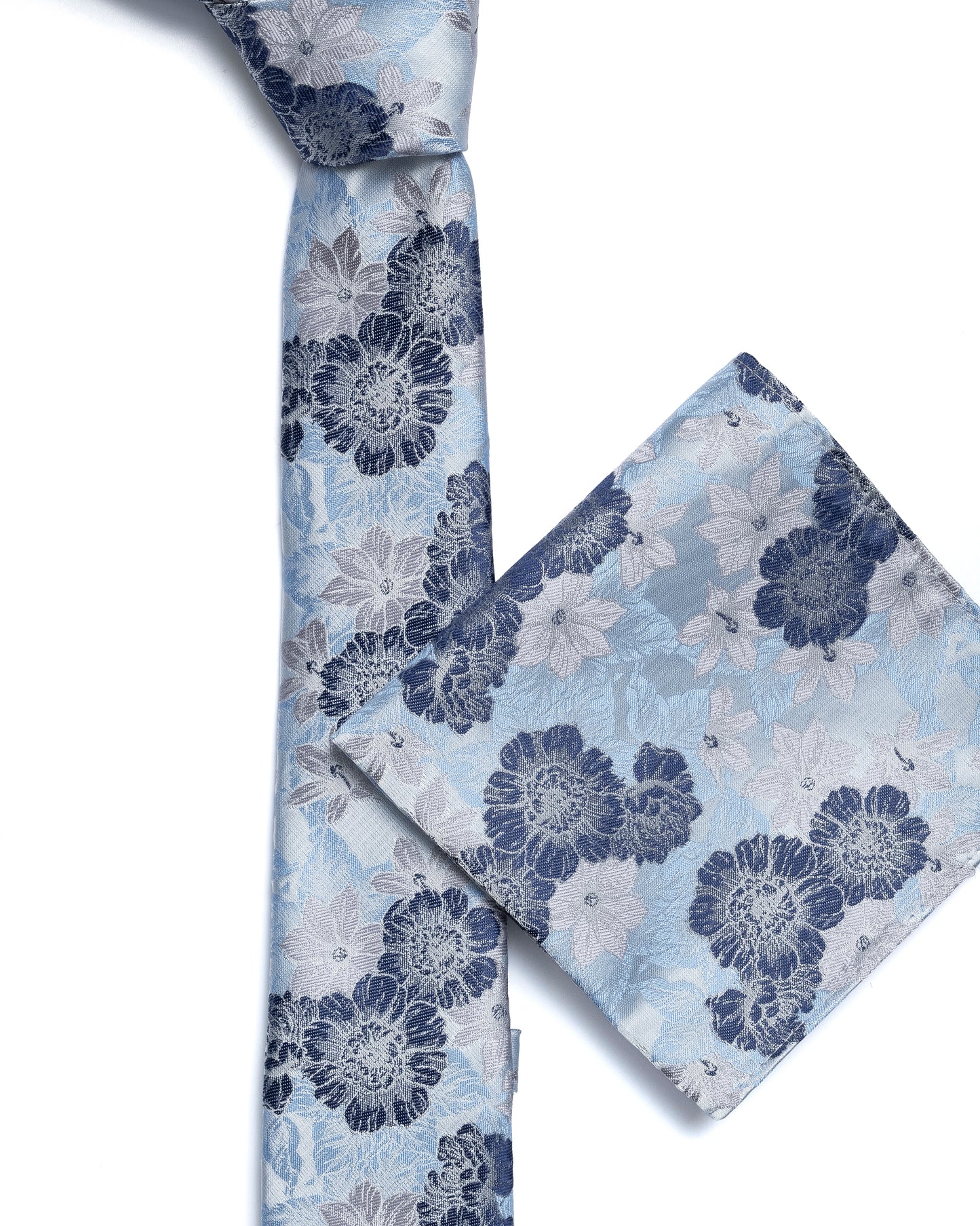 Blue Floral Foliage Print Tie