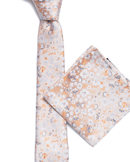 Ivory Floral Print Tie