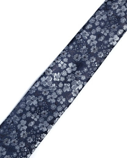 Navy Floral Print Tie