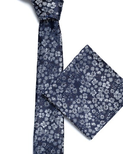 Navy Floral Print Tie