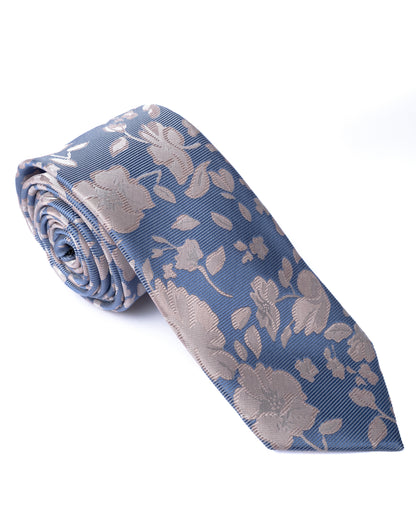 Blue Floral Print Tie