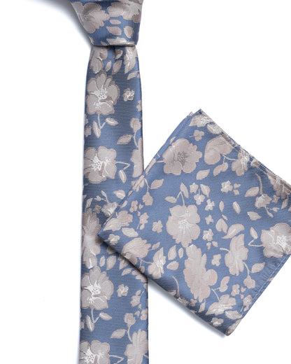 Blue Floral Print Tie