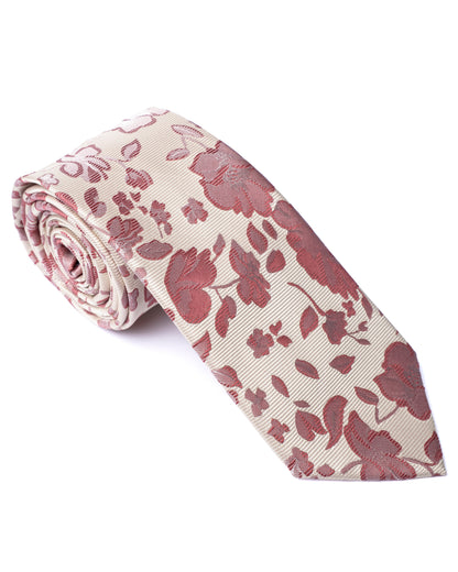 Ivory Floral Print Tie