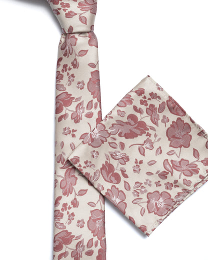 Ivory Floral Print Tie