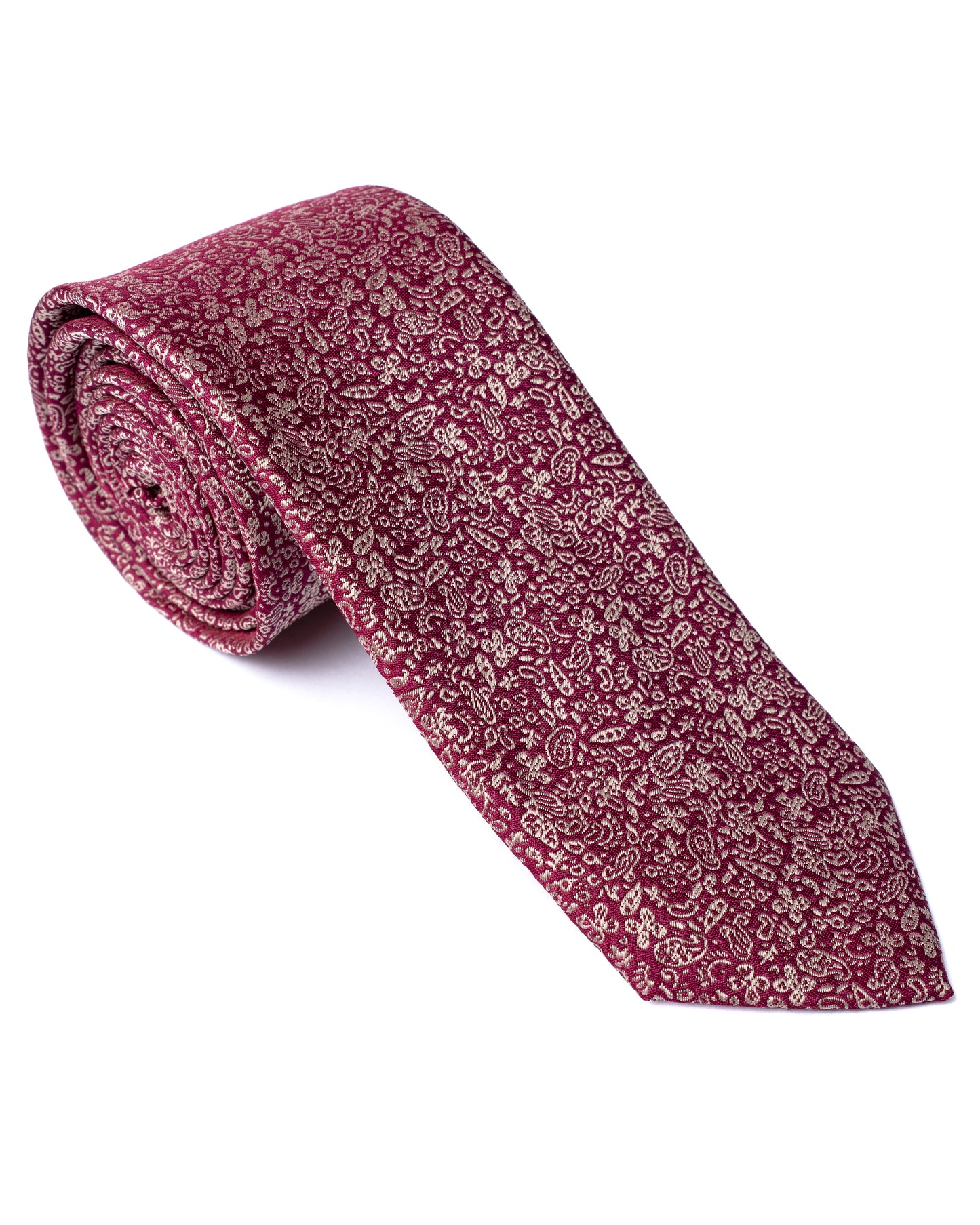 Dark Red Micro Pattern Print Tie
