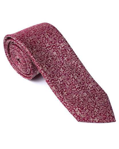 Dark Red Micro Pattern Print Tie