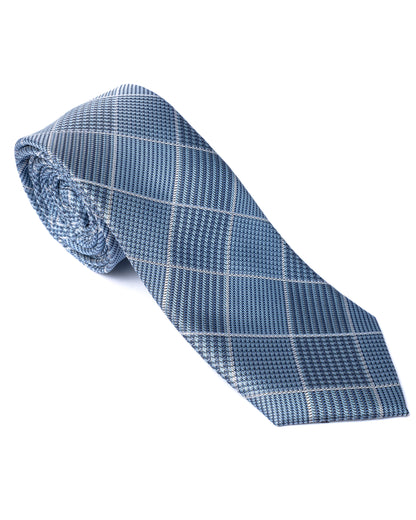 Blue Woven Check Tie